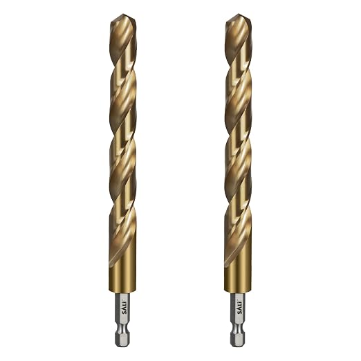 SALI Cobalt Drill Bit Set,2 Pack 1/2 Inch High Speed Steel Hex Shank Jobber Drill Bits, for Hardwood, Aluminum,Metal,Copper,Alloyed Steel