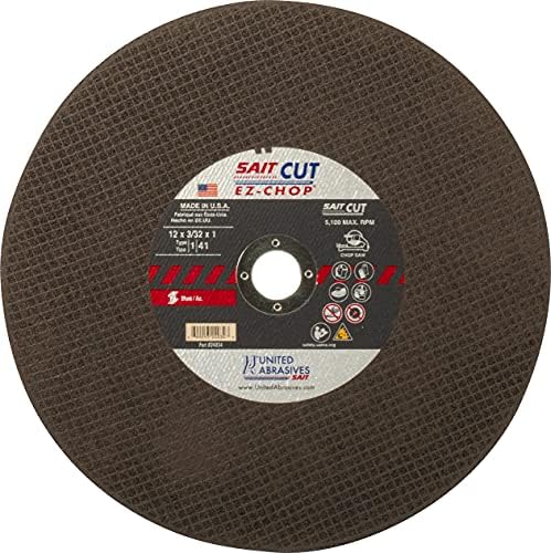 United Abrasives- SAIT 24034 12-Inch x 3/32-Inch x 1-Inch 5100 Max RPM Type 1 EZ-Chop Saw Wheel, 10-Pack