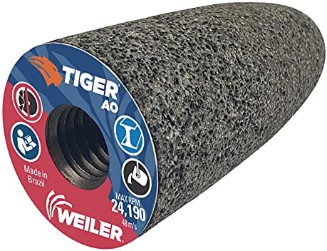 Weiler 68303 Tiger AO Type 16 Round Tip Portable Grinding Cone, A24-R, 1 1/2" X 2 1/2" X 5/8-11, (Pack of 12)