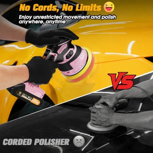 Cordless Car Buffer Polisher kit, DA Polisher with 2*21V Batteries