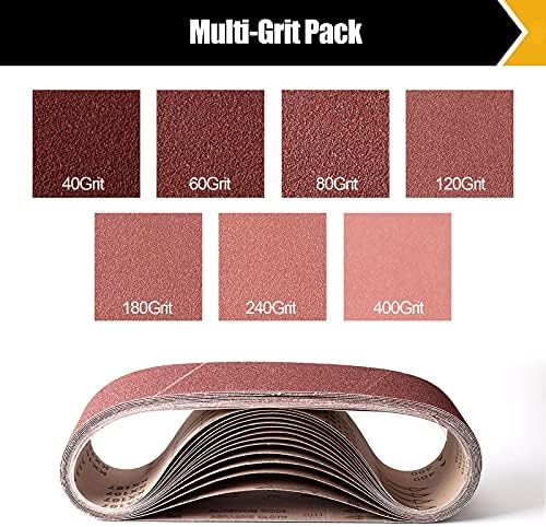 BOSHCRAFT 14 Pcs 4"x36" Sanding Belts, 40/60/80/120/180/240/400 Grit (2 Pcs Each) Aluminum Oxide for Belt Sander, Wood & Metal Polishing