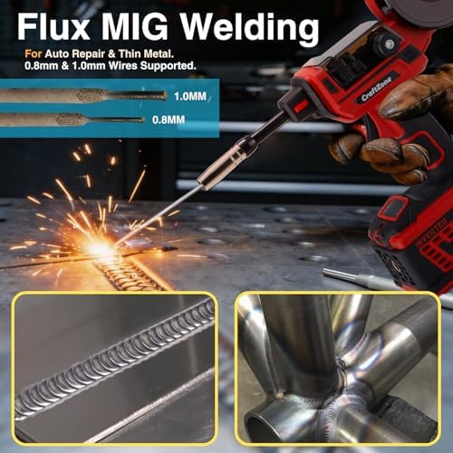 Handheld MIG Welder | Easy Operation Flux Core Welder with Overheat & Voltage Protection, Portable Gasless Handheld Gun | Lightweight 110V for Home DIY & Auto Repair