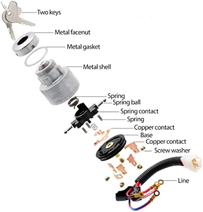 TC020-31820 Ignition Switch Replacement for Kubota Tractor | 4 Position 5 Terminal 2 Keys , High Quality Replacement for Kubota Garden Tractor L2800F L4400F MX5000F Tractor