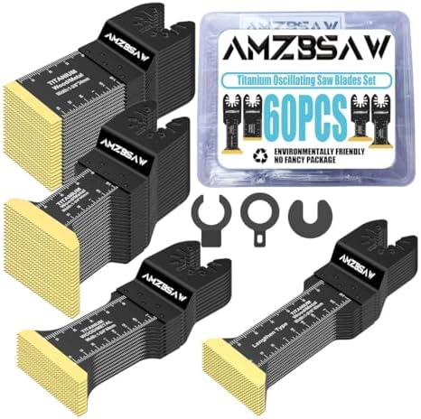 AMZBSAW 60PCS Titanium Metal Cutting Blades for Wood, Nails & Plastic