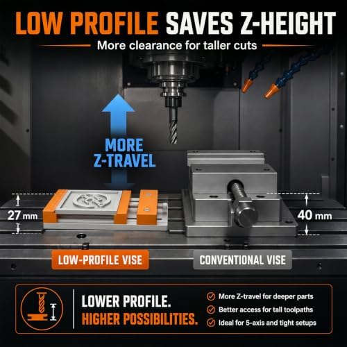 Low Profile Aluminum Mini Cnc Vise for Router Machine, Workholding Clamp for Wood & Metal Milling, 7.87"x3.94", 136mm Clamping Range, Precision Bench Vise for 3018/4040 Desktop Cnc Router