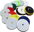 5 Inch Dry Diamond Polishing Pads, 11PCS Wet/Dry Granite Stone Buffing Pad Kit for Marble Concrete Quartz Tiles - High Temperature Resistance Sand Disc for Drill Grinder Polisher