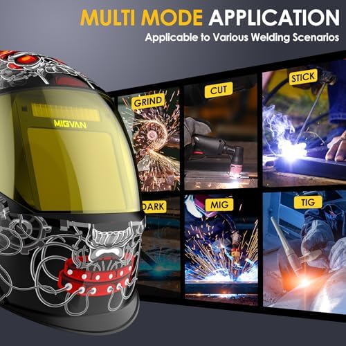 Welding Helmet Auto Darkening True Color Large Viewing, Welding Hood Solar/Rechargeable Battery Powered, Wide Shade 4/5-13 with 4 Arc Sensor, Optical Clarity Welding Mask for TIG MIG ARC Grind