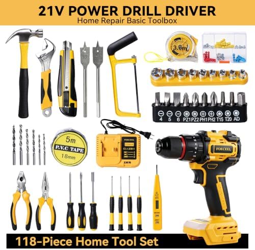 21V Brushless Cordless Drill Set With Battery Charger