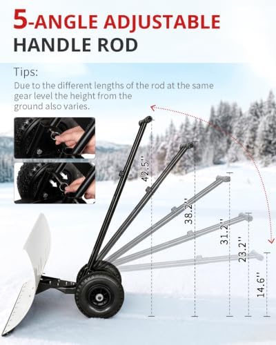 Outvita Snow Shovel with Wheels, 36" Wide 18" Long, Black & White