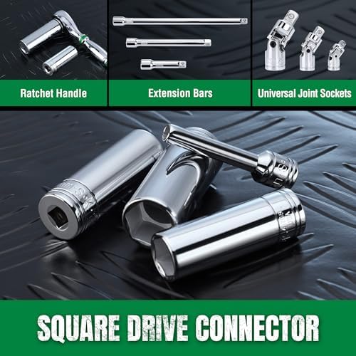 SK Tools USA 1/4"Drive Socket Set, Deep Metric Sockets, 13-Piece 4-15mm | 6 Point, SuperKrome Finish, Premium CR-V Steel, with Storage Rail