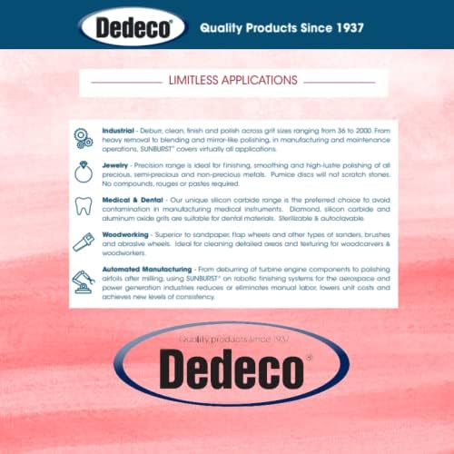Dedeco Sunburst Radial Bristle Discs 6-Pack - 7/8" Curved 4-Ply Mounted Discs - Red 220 Grit (Standard) - Aluminum Oxide for Polishing & Finishing