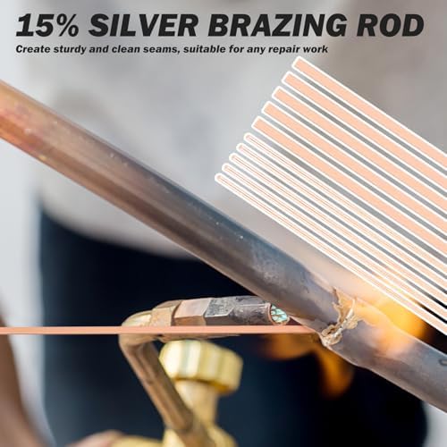 40 Sticks 15% Silver Brazing Rods AWS BCuP-5 15% Silver Solder Phos Copper Brazing Alloys Flat Welding Rods 0.050"x1/8"x10" for HVAC Refrigeration Air Conditioning Cold Storage Equipment
