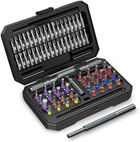 Bomivoi 71-in-1 Magnetic Ratchet Screwdriver Set, T Handle Screwdriver Sets | S2 Steel Bits, Allen Wrench Ratchet Set, Portable Repair Tool Kit for Precision Electronics Home Bicycle DIY Gifts for Father