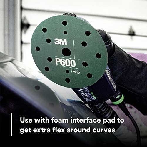 AMAPR 3M Hookit Flexible Abrasive Disc 34405, 6 in, 600+ Grade, 25 Pack, Primer Sanding, E-Coat Sanding