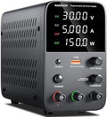 DC Power Supply Variable, Bench Power Supply with Encoder Adjustment Knob, Output Enable/Disable Button, Adjustable Power Supplies with USB Quick-Charge, Short Circuit Alam (30V 5A Black)