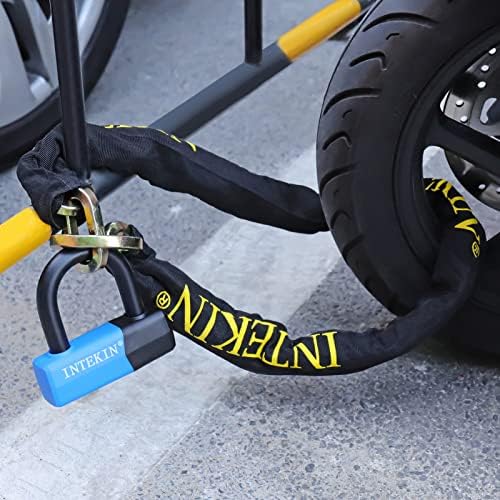 Motorcycle Chain Locks 3.1FT Bicycle Locks 10mm/0.42inch Thick Security Chain Lock Heavy Duty Bike Lock with 16mm/0.64inch Disc Lock for Gates, Fences and Outdoor Equipment