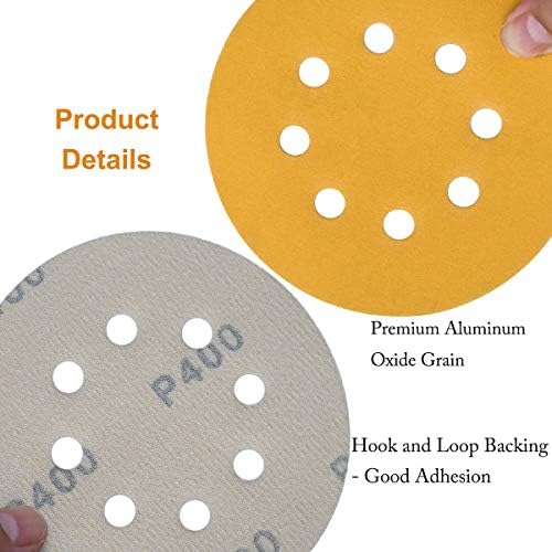5-Inch 8-Hole Hook and Loop Sanding Discs 400-Grit, 200-Pack