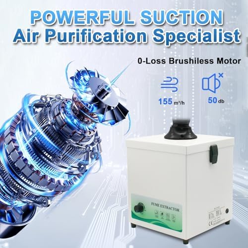 Solder Fume Extractor 70W - 155m³/h 3-layer filter Powerful & High-Efficiency Smoke Extractor with Adjustable Fume Hose for Welding, Soldering, Laboratory Use - M131