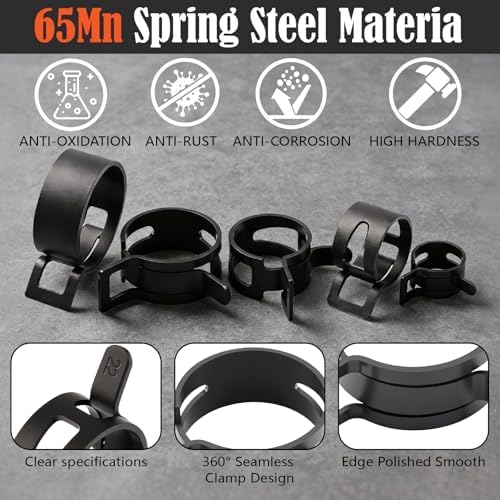 355Pcs 6-25mm Spring Hose Clamps Assortment Kit with Spring Clamp Plier,Hose Removal Plier,for Fuel Line,Vacuum Hoses,Silicone,Air Hose Applications