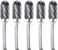 5pcs SC-5 Tungsten Carbide Burr Cylinder Shape with Radius End Double Cut Rotary Burr File(1/2" Cutter Dia X 1"Cutter Length) with 1/4'' shank, pack of 5