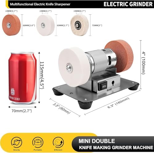 Mini Bench Grinder 3 Wheels, Benchtop Polisher Buffer for Jewelry