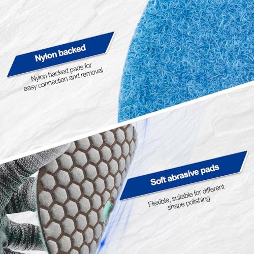 SHDIATOOL 5-Inch Dry Diamond Polishing Pads Grit 400 for Granite Marble Quartz(7-Pack)