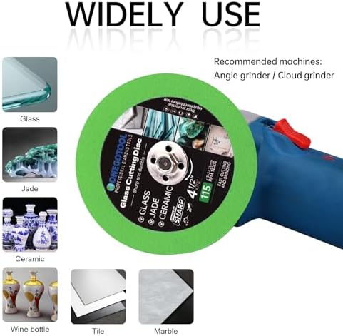 4-1/2x7/8 inch Tile Cutter Glass Cutting Disc for Angle Grinder Glass Ceramic Diamond Cutting Blade Disc for Grinding Jade, Crystal, Wine Bottles. (10PCS)