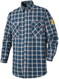FR Shirts for Men 7oz Fire Resistant Shirts CAT2 Welding Shirt 100% Cotton Flame Resistant Shirt Blue/Plaid(3X-Large)
