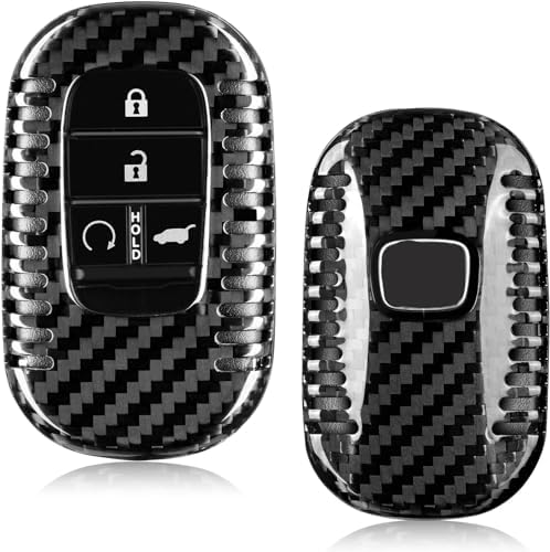 T-carbon Key Fob Cover Compatible with Honda Key Case | Real Carbon Fiber Key Shell fits for Honda Civic Type R Accessories Accord HR-V CR-V Pilot Sport SI EX EX-L Accessories,Black