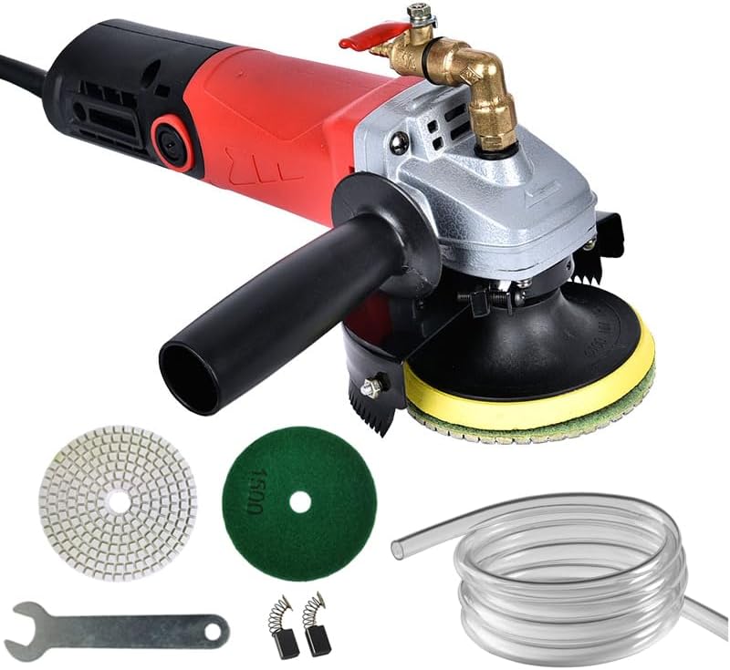 Wet Polisher Grinder,860W/110V Variable Speed Wet Buffer with 4'' Diamond Polishing Pad Tools Kit,Low-noise Wet Stone Polisher Buffing Machine for Concrete,Floor Surface,Marble,Ceramic Tile