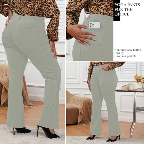 DGD Wrinkle-Free Stretch Dress Pants Plus Size for Women Pull-on Pant Ease into Comfort Office Pant