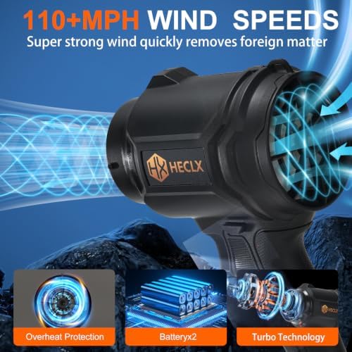 Cordless Leaf Blower with 2 Batteries & Charger, Black