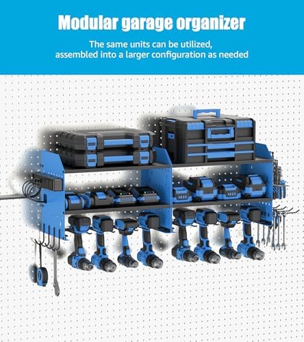 CCCEI Modular Power Tool Organizer Wall Mount with Charging, Blue, 1 Pack