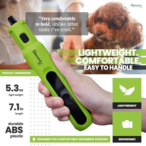 Diamondg Micro Dog Nail Grinder - Quiet Sound with LED Light, Green