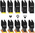 AMZWEI 50PCS Titanium Oscillating Tool Blades, Curved Edge Oscillating Saw Blades for Metal, Wood, Plastic, Quick Release Multi Tool Blades Compatible with Dewalt Milwaukee Ryobi Rockwell Fein