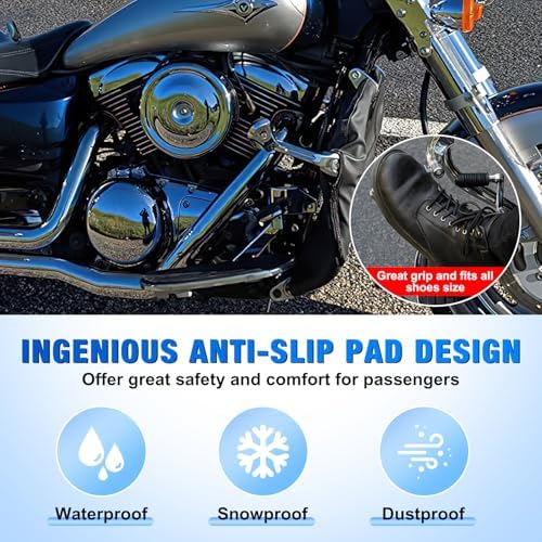 Nilight 1.25" Motorcycle Highway Pegs For Harley Davidson Touring Road King Street Glide Sportster, Adjustable Long Angled Foot Pegs Clamp Universal For 1-1/4" Engine Guard Crash Bars Highway Footpegs