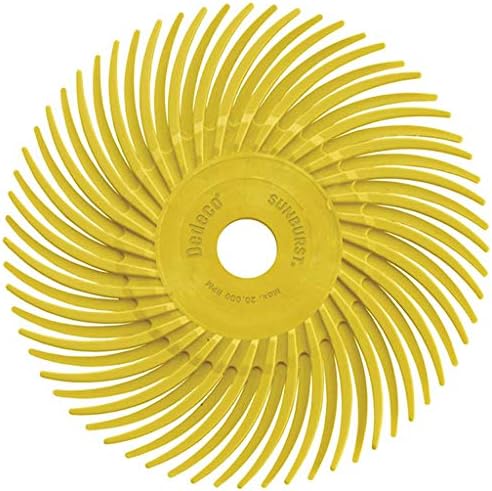 Dedeco Sunburst Radial Bristle Discs 12-Pack - 3" Curved - 3/8" Arbor - Yellow 80 Grit (Coarse) - Aluminum Oxide for Polishing & Finishing