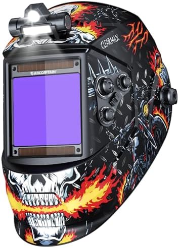 ARCCAPTAIN Auto Darkening Welding Helmet with Light, 3.94"X3.66" Large View