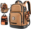 LOKASS 18.1-Inch Heavy-Duty Tool Backpack, 75 Pockets, Brown