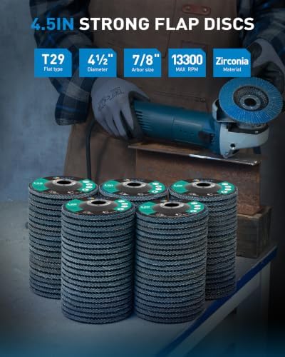 S SATC 4 1/2 Inch 120 Grit Flap Discs 100 PCS Zirconia Grinding Wheels High-Density Sanding Discs for Finishing & Deburring T29