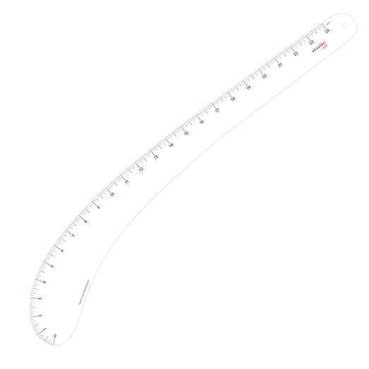 KEARING 24inch French Curve Ruler for Pattern Making, Vary Form Curve Ruler for Sewing, Sandwich Line Scale, Clear Hip Measuring Curve Transparent Fashion Designer's Ruler