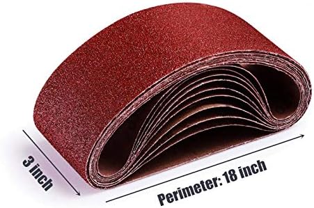 Taokyid 3x18 Inch Sanding Belts, Aluminum Oxide, 40 60 80 Grit, 24 Pack