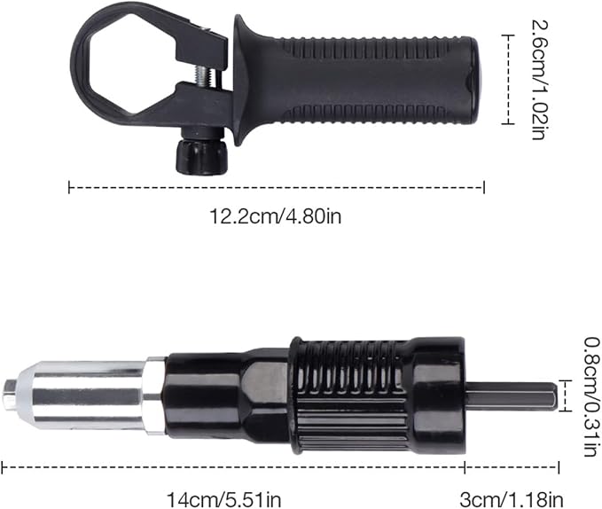 Electric Rivet Nut Drill Adapter, 2026 Professional Electric Rivet Gun Adapter Kit for Power Drill with 3/32" 1/8" 5/32" 3/16" Nosepieces, Heavy Duty Alloy Steel Riveting Tool for Automotive (Red)