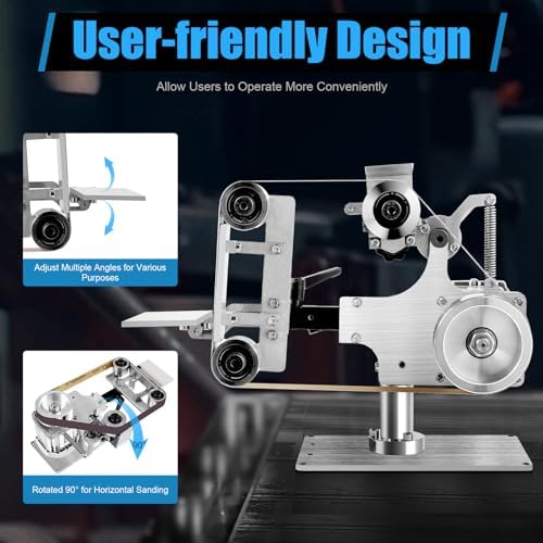 Multi-function Desktop Belt Grinder, 550W 110V 1x30" Vertical/Horizontal Belt Polishing Grinder with Motor, DC Brushless Motor Stepless Speed Regulation Belt Sander Polisher Sharpener Grinder