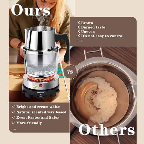 Hehinton Double Boiler Wax Melting Pot, Professional Water Heating Warming Pots for Candle Making, Wax Melter Making Kit for Beginners, DIY Kit with Electric Hot Plate, Heat Gun, Thermometer