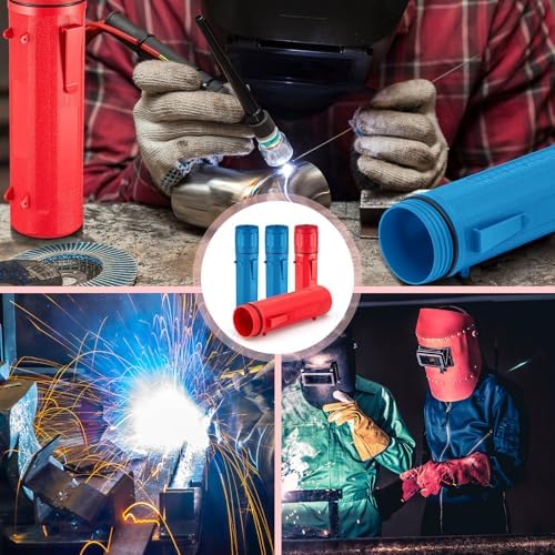 Zonon 8 Pcs Welding Rod Holder Stick Welding Electrode Rod Storage Tube 14 Inch Rod Storage Container Airproof Welding Rod Holder Waterproof Storage Canister for Welding Rod(Red Blue)