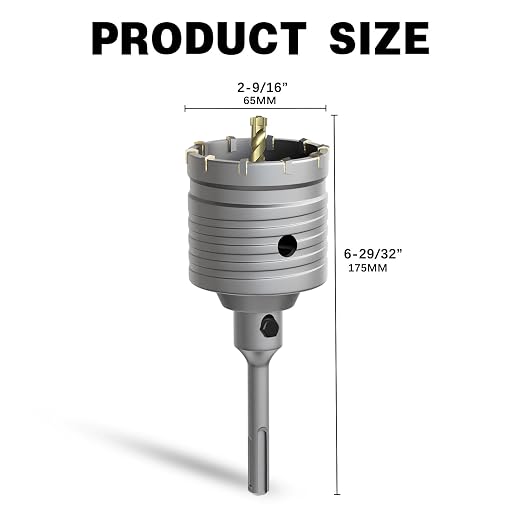 2-9/16" Concrete Hole Saw, 65mm Masonry Hole Saw, with 110mm SDS Plus Shank Connecting Rod for Concrete Brick Cement Stone Wall Drilling Home Improvement