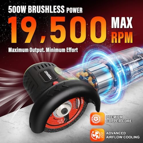 TEENO Brushless Cordless Angle Grinder 3", 16.8V Cut-Off Tool, LED, Green