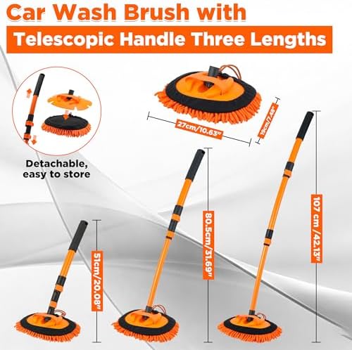 Tool Daily Short Pressure Washer Gun with Foam Cannon, Car Wash Brush