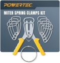 POWERTEC Miter Spring Clamps Kit with Spring Loaded Pliers and 8 Miter Clamps – Quick Clamp Set for Woodworking, Picture Frames, Wood Trim, and Crown Molding (72341)